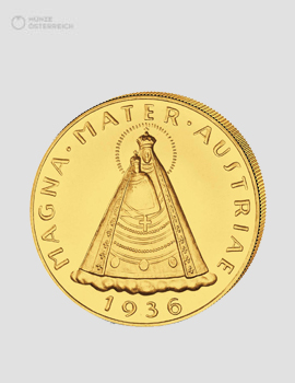 100 Schilling Magna Mater Austriae 1935-1938 aus edlem Gold!